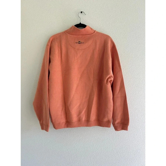 Tommy Bahama Aruba 1/4 Zip Knit Sweatshirt Sweater Coral Orange S - Picture 2 of 9